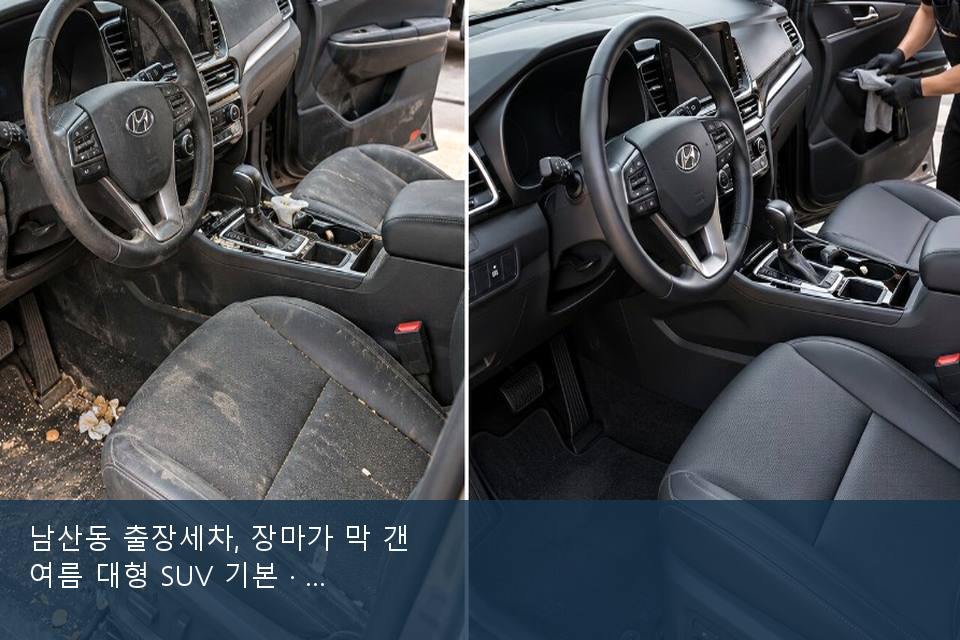 남산동 출장세차, 장마가 막 갠 여름 대형 SUV 기본 · 차종 기준 금액